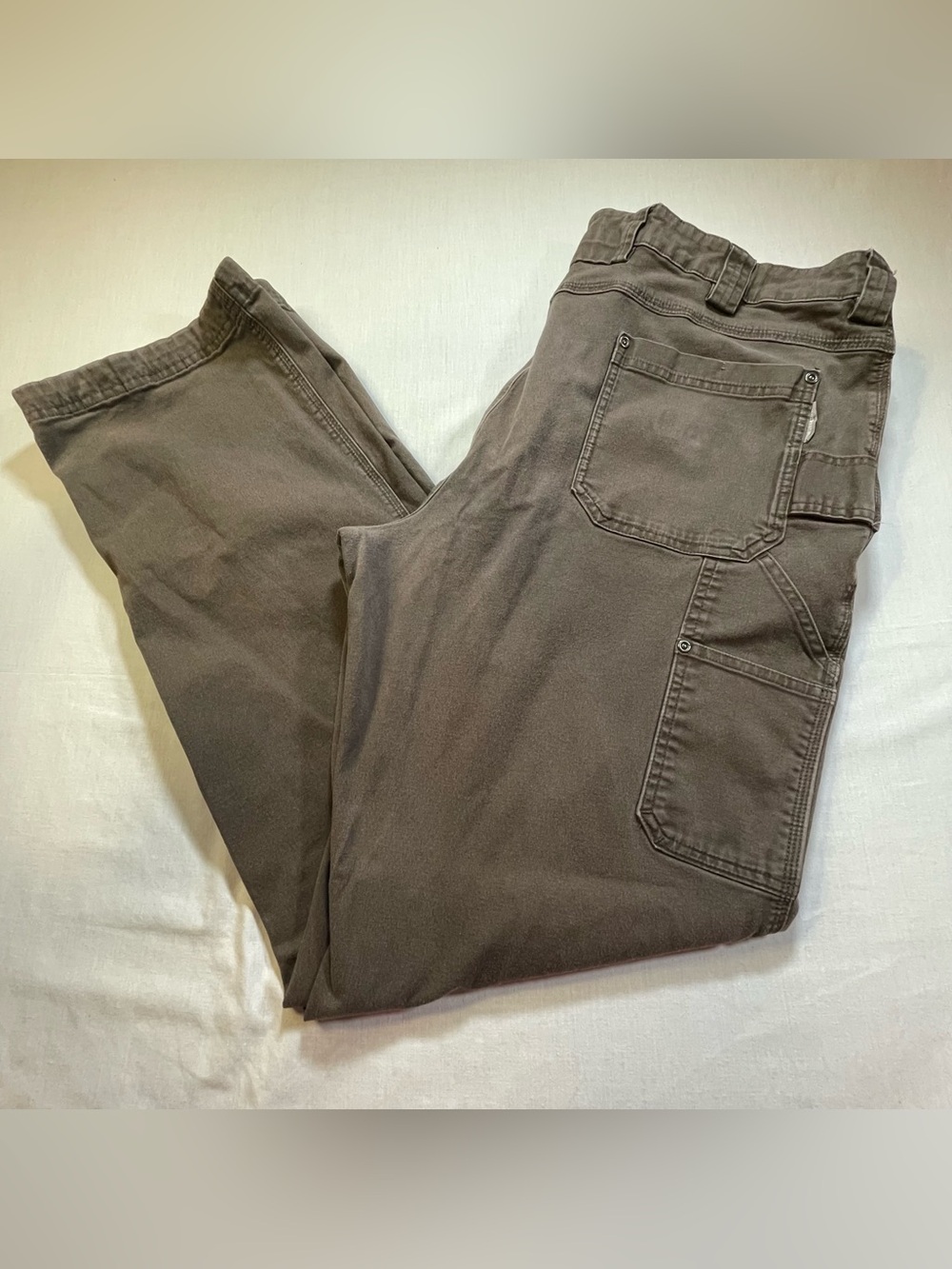 Duluth Trading Pants Men 40x36* Brown Flex Fire Hose Cargo Utility Relaxed Work